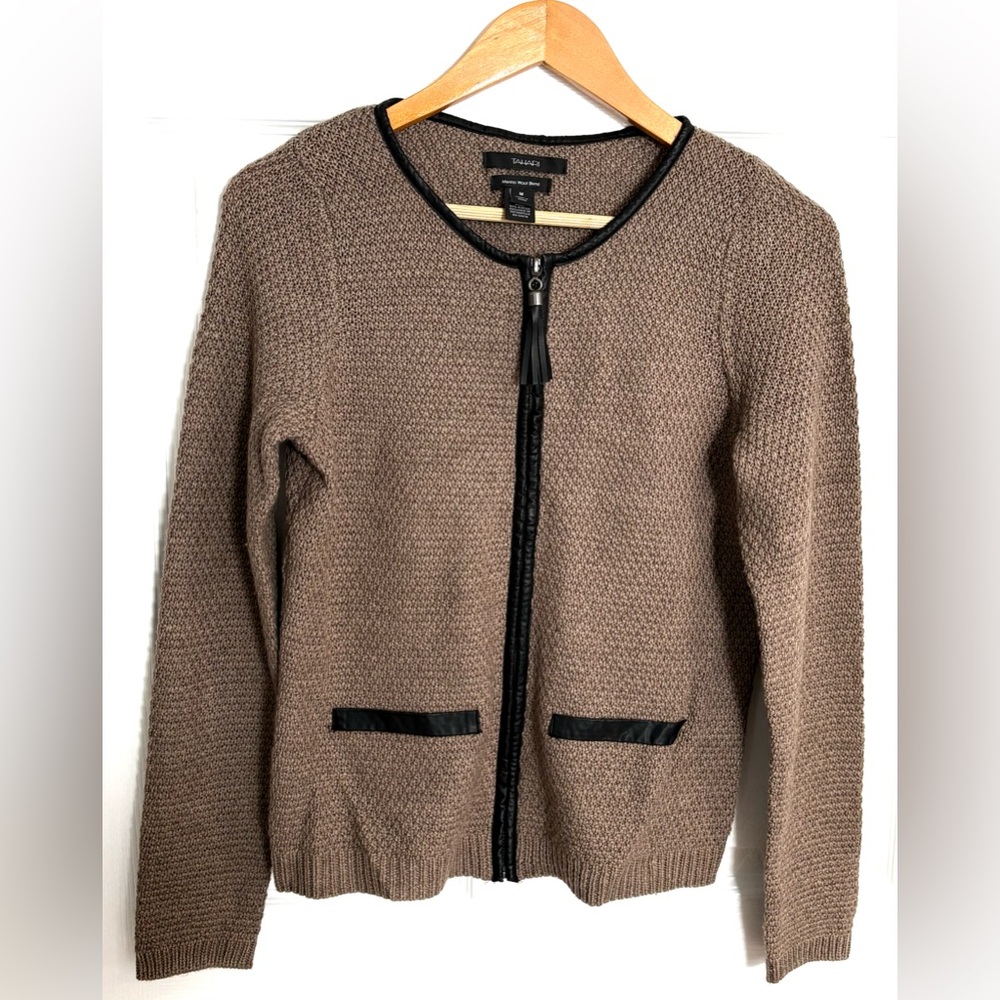 Tahari Taupe Knit Jacket with Tassel